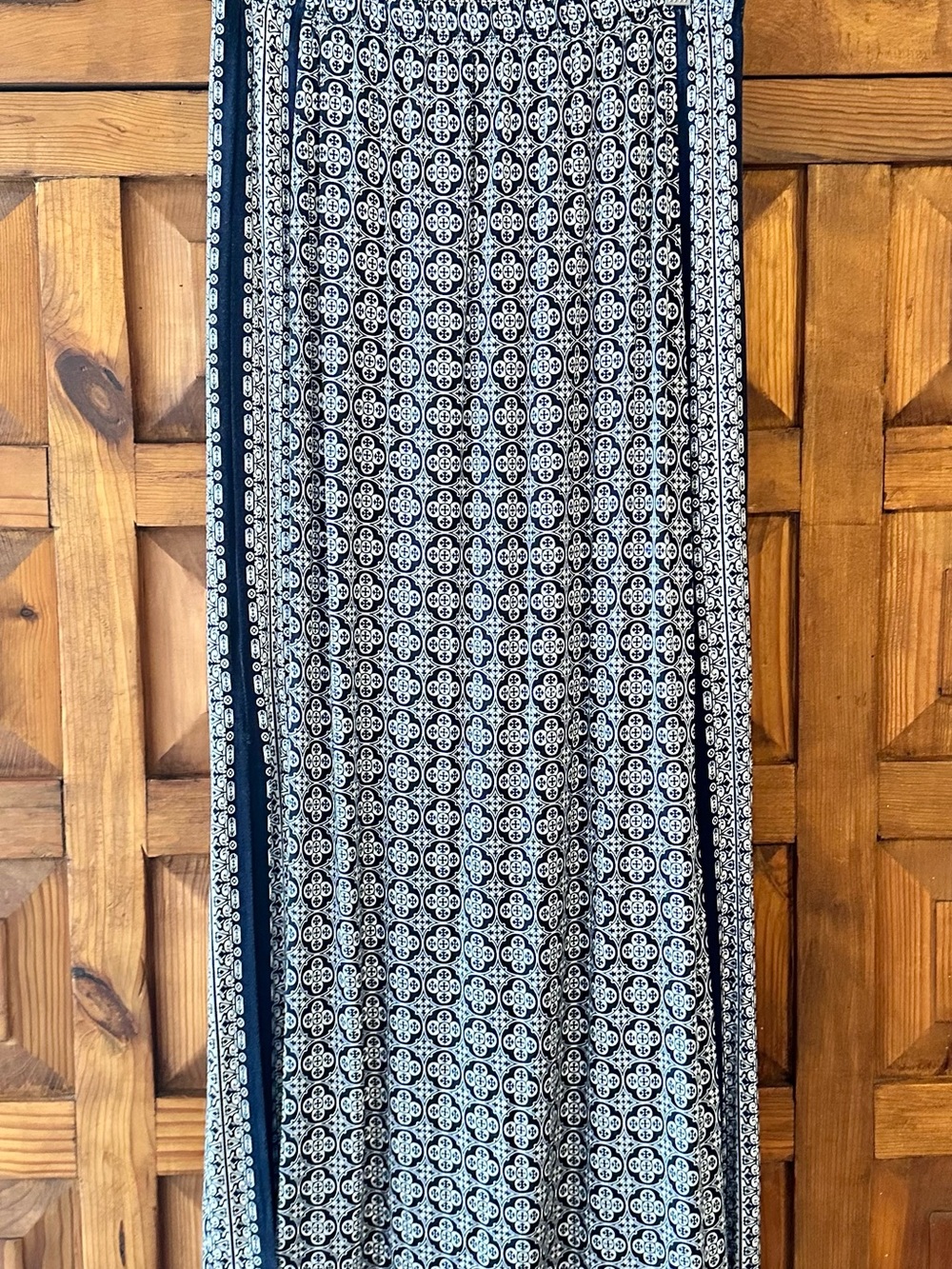 Max Studio Navy and White Printed Maxi Skirt